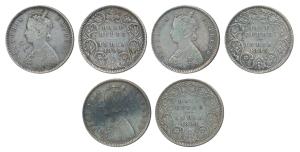Victoria Empress, Silver ½ Rupee (3), 1893, Bombay Mint, A / I / B incuse, (Prid 303); 189