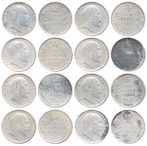 Edward, Silver Rupee, 1903 to 1910, Bombay and Calcutta Mints. Very Fine to Extremely Fine