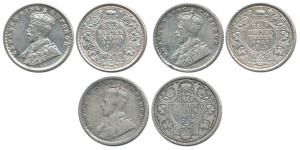George V, Silver ½ Rupee, 1914, 1921 (2), Calcutta Mint. Fine+ to Extremely Fine. (3)