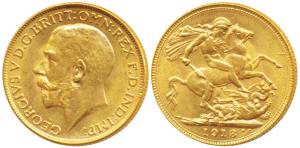George V, Gold Sovereign, 8g, Bombay Mint, 1918, ‘I’ mint mark for India on rev. (KM 525A)