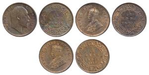 Edward VII, Copper 1/12 Anna, 1909, Calcutta Mint, (Prid 825); George V, Copper 1/12 Anna,