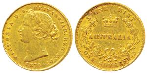Australia, Victoria, Gold Sovereign, 8g, 1870, Laureate head, Sydney Mint, (KM 4). Very Fi