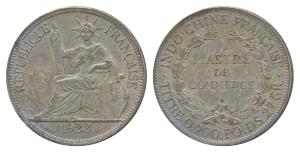 French Indo-China, Silver Piastre, 26.92g, 1922, obv. Liberty seated left, rev. denominati