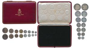 Great Britain, George VI, 1937 Specimen set, Silver Crown, Half Crown, Florin, English Shi