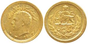 Iran, Muhammad Reza Pahalavi Shah, Gold ¼ Pahlavi, 2g, AH 1342, AD 1963. Uncirculated.