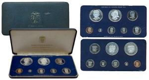 Panama, Proof Set, Silver 5 Balboas, 23.33g; Silver Balboa, 20.74g; Copper Nickel Clad Cop