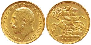 South Africa, George V, Gold ½ Sovereign, 4g, 1925, ‘SA’ mint mark (KM 20). About Uncircul
