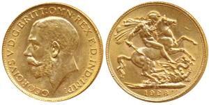 South Africa, George V, Gold Sovereign, 8g, 1928, ‘SA’ mint mark for South Africa, rev. St