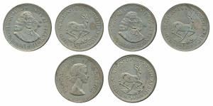 South Africa, Silver 50 Cents (2), each 28.26g, .500 fine, Unity is strength, 1961 (KM 62)
