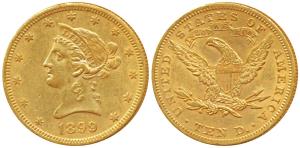 United States of America, Gold $10, 16.63g, 1899, obv. Liberty head, rev. Motto ‘IN GOD WE