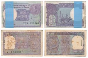Rupee 1 bundle (2), 1970 & 1986, signed I. G. Patel and S. Venkitaraman. Very Fine+ and Un