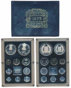1973 Proof Set, Grow More Food, set of 10, 1 Paisa to Rupees 20. In immaculate condition, 