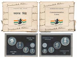1989 Proof Set, Jawaharlal Nehru Centenary, set of 4, Rupee 1 to 100. Within original pack