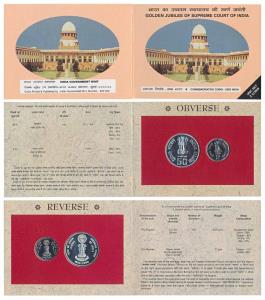 2000 Uncirculated Set, Golden Jubilee of Supreme Court of India, set of 2, Rupees 2 and 50