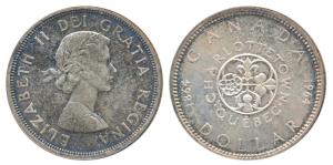 Canada, Silver Dollar, 23.3g, 1964, Charlottetown, (KM 58). Uncirculated.