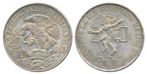 Mexico, Silver 25 Pesos, 22.5g, 1968, Mexico Olympics (KM 479.1). Extremely Fine.