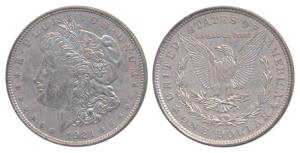 United States of America, Silver Morgan Dollar, 26.73g, 1921 (KM 110). Extremely Fine.