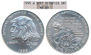 United States of America, Silver Dollar, 1995, Special Olympics World Games. Graded by NGC