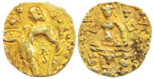 Guptas, Chandragupta II (c. 380-413 AD), Gold Dinar, 8.18g, ‘Archer’ type, obv. king nimba