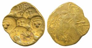 Yadavas of Devagiri, Singhana Deva, Gold Gadyana, 3.71g, Punch-marked type, with nine punc
