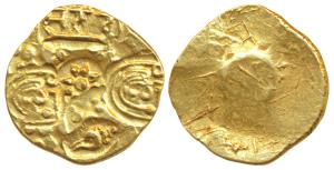 Yadavas of Devagiri, Bhillama V (c. 1185-1193 AD), Gold Padma Tanka, 3.7g, Punch-marked ty