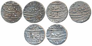 Shah Alam Bahadur, Silver Rupee (2), Lakhnau Mint, RY 2; Surat Mint (2), RY 4 (KM 347.14 &