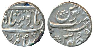 Anand Rao (AH 1215-1235; 1800-1819 AD), Silver Rupee, 11.2g, Baroda Mint, in the name of M