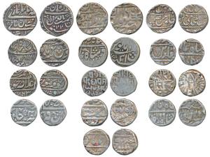 Assorted lot, all different Silver Rupee (13), Awadh, Bundi, Gwalior Ujjain and Bajranggar