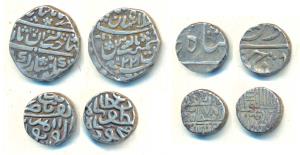 Assorted Lot, Jaisalmer, Silver Rupee, Shahjanabad Mint; Nawanagar, Silver Kori, Jam Vibha