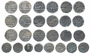 Assorted lot, Silver (11), Broach (6), Rupee; Indore, Malharnagar Mint (3), Sunface, AH 12