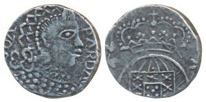 Goa, Joao, Silver Pardao, 5.32g, obv. diademed head to right, rev. crowned arms, no date (
