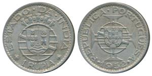 Goa, Colonial Issue, Cupro Nickel Rupia, 1952 (KM 29). Very Fine+.