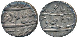 Allahabad Mint, Silver Rupee, 11.13g, in the name of Shah Alam II, frozen RY 26, with comp