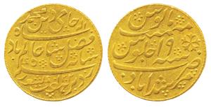 Murshidabad Mint, Gold Mohur, 12.36g, in the name of Shah Alam II, AH 1202/19, in the name