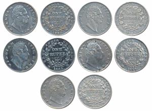William IV, Silver Rupee, 1835, Bombay & Calcutta Mint. Very Fine to About Extremely Fine.