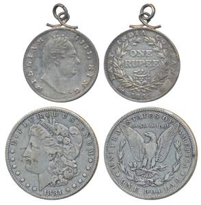 Assorted Lot, William IV, Silver Rupee; United States of America, Silver Morgan Dollar, 18
