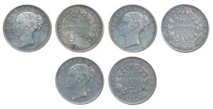 Victoria Queen, Silver Rupee, 1840, continuous legend, Calcutta Mint. Very Fine+ to About 