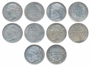 Victoria Queen, Silver Rupee (5), 1840, divided legend. Very Fine. (5)