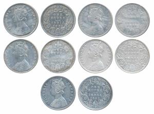 Victoria Empress, Silver Rupee, 1882, Calcutta Mint, A1 / I / C incuse (Prid 120); 1891 (2
