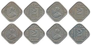 George V, Cupro-Nickel 2 Annas, 1918 & 1920 (3), Calcutta Mint (Prid 880 & 882). Very Fine