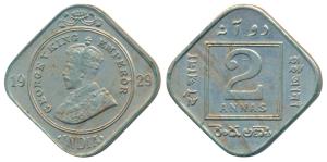 George V, Cupro-Nickel 2 Annas, 1929, Calcutta Mint (Prid 899). Extremely Fine.