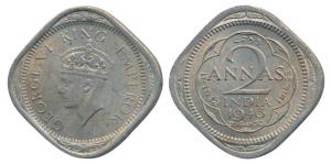 George VI, Cupro-Nickle 2 Annas, 1946, Calcutta Mint, 2nd head, Obv die of 1944 paired wit