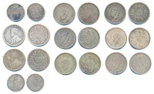 Assorted lot, Victoria Queen, Silver 2 Annas, 1841, Divided Legend; George V, Silver ¼ Rup