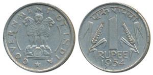 Cupro -Nickel Rupee, 1954, Bombay Mint (KM 7.2). Extremely Fine.