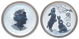 Australia, Elizabeth II, Silver 1 Dollar, 31.1g, 2023, Year of the Rabbit, Lunar Series II