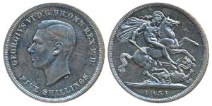 Great Britain, George VI, Cupro-Nickel Crown or 5 Shillings, 28.19g, 1951, rev. St. George