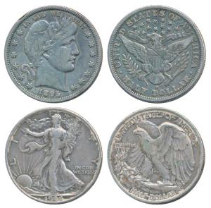 United States of America, Silver ½ Dollar (2), 12.30g and 12.46g, obv. laureate head to ri