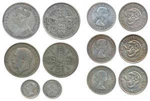 Assorted lot, Great Britain, Victoria, Silver Gothic Florin, 1858; Hong Kong, 5 Cents, 189