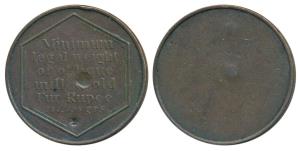 Farrukhabad, Copper weight of a Rupee, 11.1g, Minimum legal weight of oblique milled old F