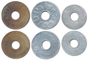 Canteen Token, I. G. Mint Alipore, 50, 10 & 5 Paise. Very Fine+, the last About Fine, Rare
